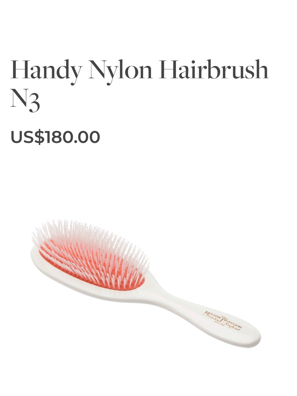 Handy Nylon Paddle Brush — White Handle with Pink Cushion